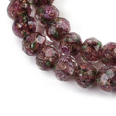 Handmade Gold Sand Lampwork Beads Strands LAMP-R141-10mm-27-1
