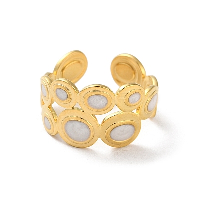304 Stainless Steel Enamel Cuff Rings RJEW-M171-38G-1