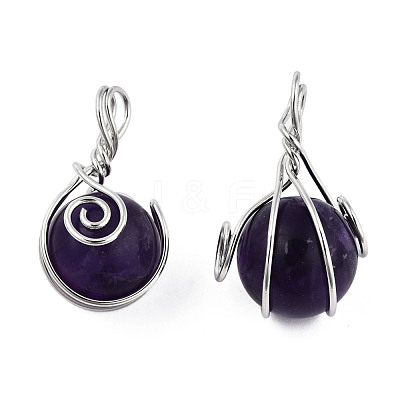 Natural Amethyst Pendants G-N333-013A-1