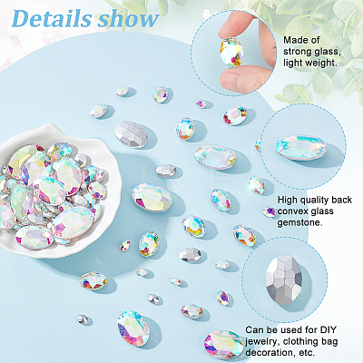 94Pcs 6 Style Pointed Back Glass Rhinestone Cabochons DIY-FG0003-64-1