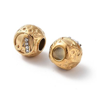 Ion Plating(IP) 304 Stainless Steel Rhinestone European Beads STAS-A092-10A-G-1