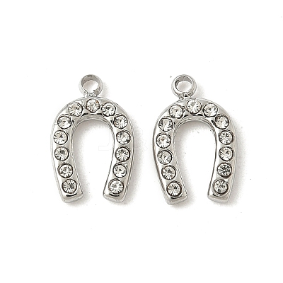 304 Stainless Steel Rhinestone Pendants STAS-V015-12P-1