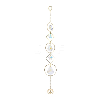 Electroplate Glass Star & Teardrop Window Hanging Suncatchers HJEW-JM00849-1