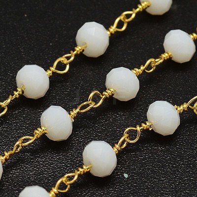 Faceted Rondelle Handmade Electroplate Glass Beaded Chains CHC-L029-01-1