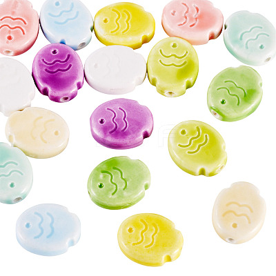 18Pcs 9 Colors Handmade Porcelain Ceramic Beads PORC-TA0001-50-1
