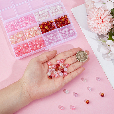 300Pcs 6 Colors Spray Painted Crackle Glass Beads CCG-PA0001-02-1
