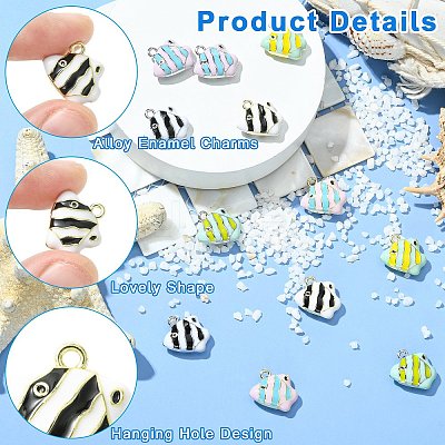 12Pcs 6 Colors Alloy Enamel Charms ENAM-CJ0007-49-1