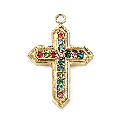 304 Stainless Steel Rhinestone Pendants STAS-P430-01A-G02-1