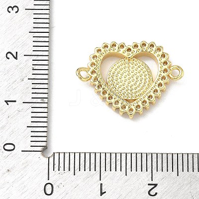 Religion Brass Micro Pave Clear Cubic Zirconia Heart with Saint Benedict Medal Links Connector Charms KK-P350-05G-1