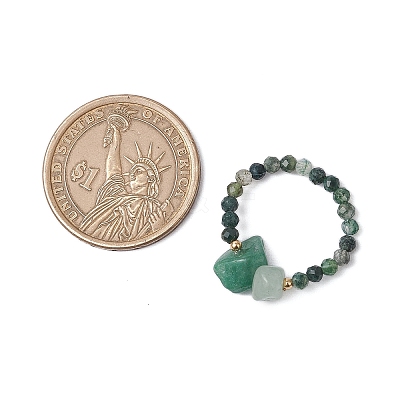 Natural Moss Agate Beaded Rings RJEW-TA00191-02-1