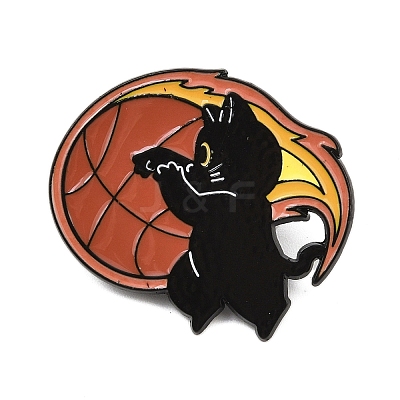 Cat with Basketball Sport Enamel Pins JEWB-I052-05EB-04-1