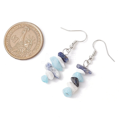Natural Howlite & White Jade & Sodalite Dangle Earrings EJEW-JE06127-02-1