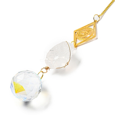 Wire Wrapped Nuggets Natural Quartz Crystal Pendant Decorations LS-HJEW-C008-01A-G-1