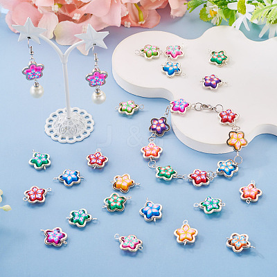 20Pcs Polymer Clay Flower & CCB Frame Links Connector Charms CLAY-TADJ0001-08P-1