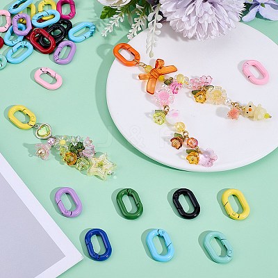 30Pcs Spray Painted Alloy Spring Gate Rings FIND-SP0001-15-1