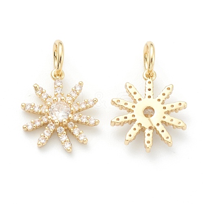 Brass Clear Cubic Zirconia Charms ZIRC-B010-15G-1