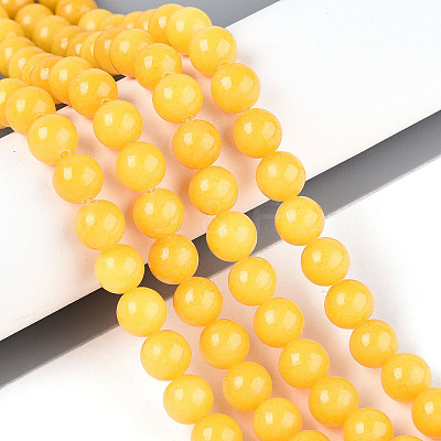 Dyed Natural Mashan Jade Round Beads Strands G-T139-8mm-67A-1