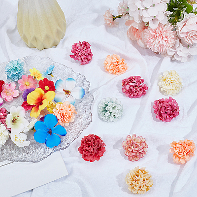 200Pcs 4 Styles Cloth Artificial FLower AJEW-SP0003-68-1