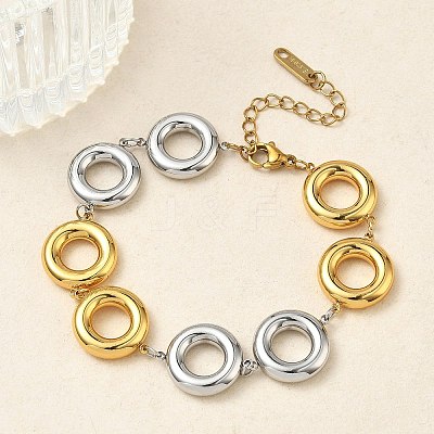 Two Tone 304 Stainless Steel Dual-Tone Orbit Chain Bracelets for Women BJEW-A169-14GP-1