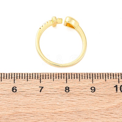 Brass Micro Pave Clear Cubic Zirconia Cuff Rings for Women RJEW-U047-15G-1