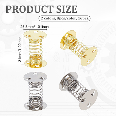 16Pcs 2 Colors Iron Handmade DIY Ultra Light Clay Spring Base IFIN-BC0007-25-1