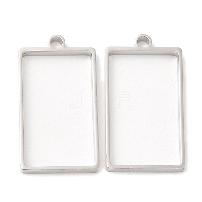 Non-Tarnish 304 Stainless Steel Open Back Bezel Rectangle Pendants STAS-Z040-06A-P-1