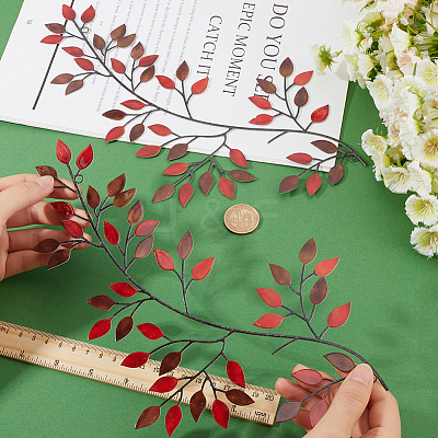 Iron Leaves Branch Wall Decorations AJEW-WH0513-30B-1