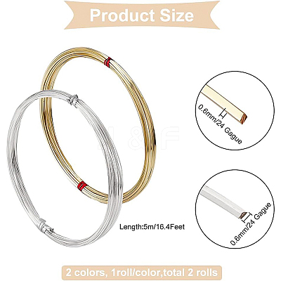 2Pcs 2 Colors Brass Wire FIND-BC0003-77-1