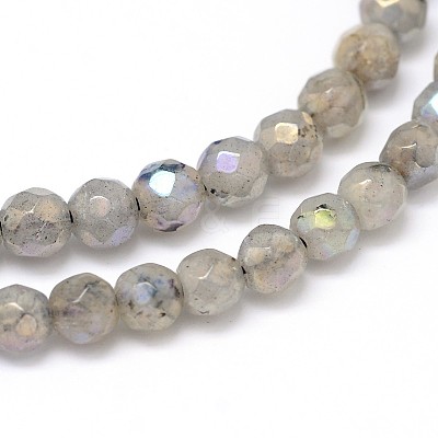 Natural Electroplate Labradorite Round Bead Strands G-O094-04-4mm-1