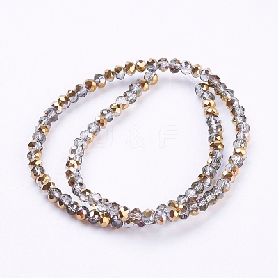Half Plated Faceted Rondelle Electroplate Glass Beads Strands X-EGLA-D020-3x2mm-14-1