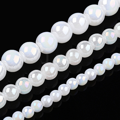 Electroplate Imitation Jade Glass Beads Strands GLAA-T032-J6mm-AB01-1