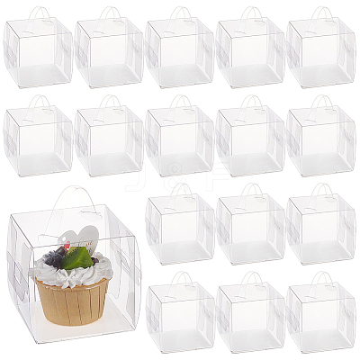 Foldable Transparent Plastic Single Cake Gift Packing Box CON-WH0084-42A-1
