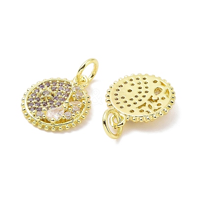 Golden Brass Micro Pave Cubic Zirconia Pendants KK-L209-056G-03-1