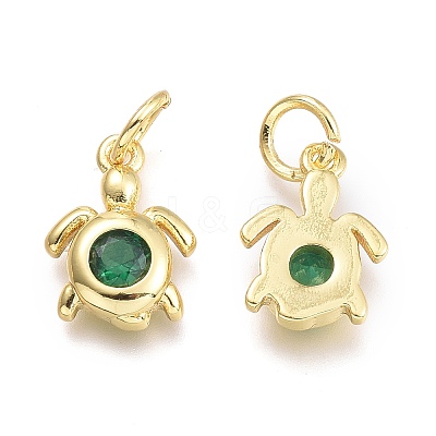Brass Micro Pave Cubic Zirconia Pendants KK-P187-12E-G-1