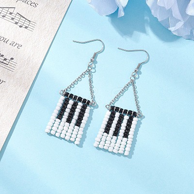 Handmade Glass Seed Beads Dangle Earrings EJEW-TA00698-1