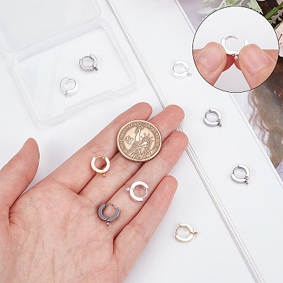 12Pcs 3 Colors 201 Stainless Steel Huggie Hoop Earrings Findings STAS-SC0004-52-1