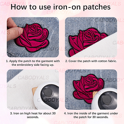 36Pcs 18 Styles Rose Shape Cloth Iron on Embroidered Patches DIY-CY0001-21-1