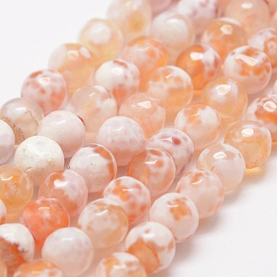 Faceted Natural Fire Crackle Agate Beads Strands G-F447-6mm-B03-1