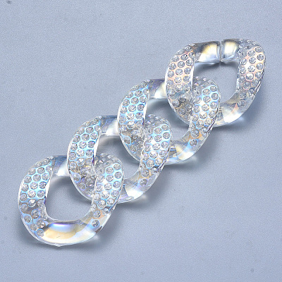Transparent Acrylic Linking Rings Rhinestone Settings OACR-S036-009B-D01-1