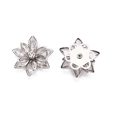 Acrylic Rhinestone Flower Flat Back Cabochons X-RSB027-06-1