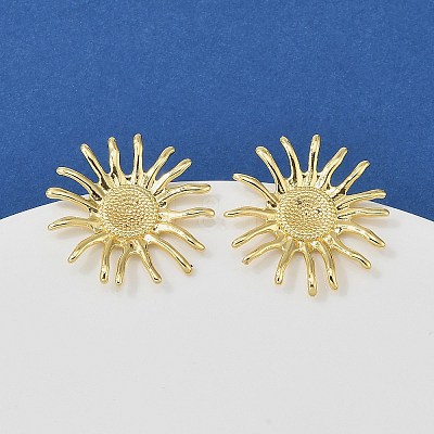 Sun Brass Stud Earrings EJEW-Z145-01G-1
