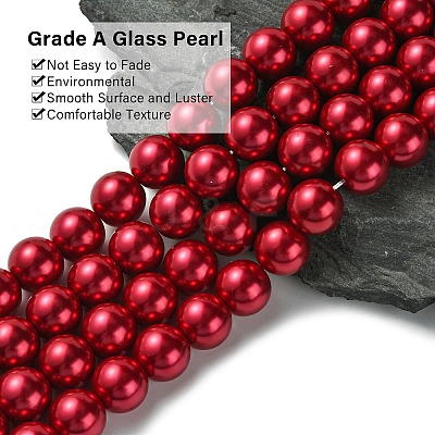 Eco-Friendly Glass Pearl Beads Strands X-HY-A008-14mm-RB084-1