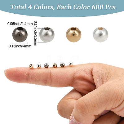 2400Pcs 4 Colors Round CCB Plastic Spacer Beads CCB-PA0001-05B-1