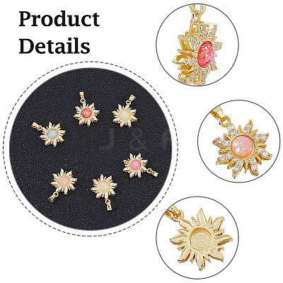 6Pcs 6 Colors Rack Plating Brass Pendant KK-DC0004-98-1