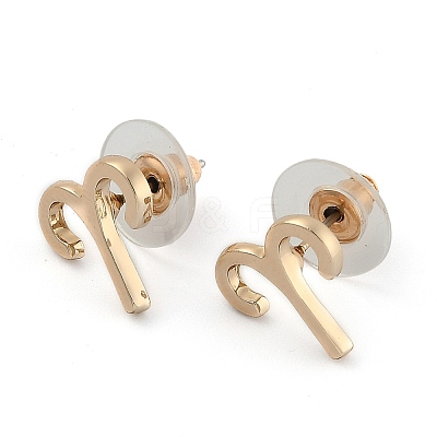 12 Constellation/Zodiac Sign Alloy Stud Earrings EJEW-B025-01G-G-1