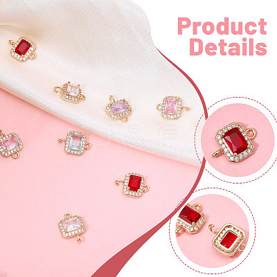 12Pcs 6 Colors Glass Connector Charms FIND-CA0010-64-1