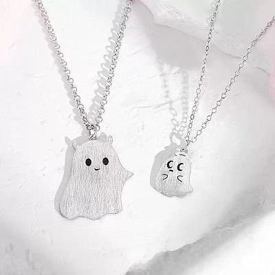 Halloween Alloy Ghost Pendant Couple Necklace Sets for Unisex WGE9DE0-01-1