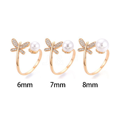 Butterfly Brass Micro Pave Clear Cubic Zirconia Cuff Ring Settings KK-T076-31G-1