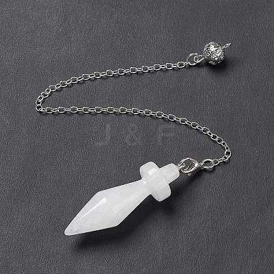 Natural Quartz Crystal Pointed Dowsing Pendulums AJEW-B020-05P-08-1