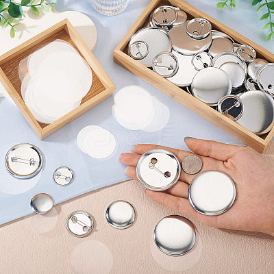 100 Sets 4 Styles Flat Round Sublimation Blank Badge Button Parts DIY-TA0013-64-1